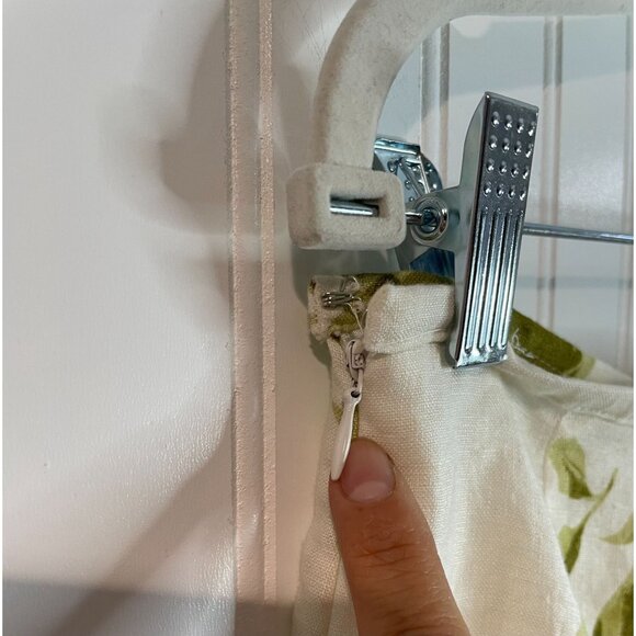 Edward Irish Linen Floral Pants Size 10 Womens Cream & Green - Picture 3 of 11